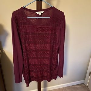 Purple lace long sleeve shirt size XXL